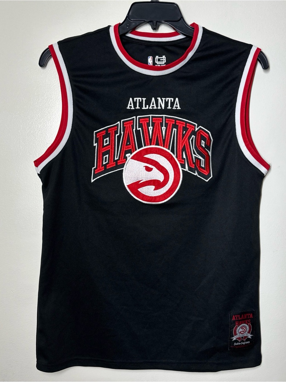 Atlanta Hawks Jersey Mens M Black Ultra Game On Court NBA Team Performance Logo